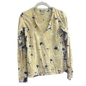 Lucky Brand Tie Dye Yellow Long Sleeve Top-Size Small